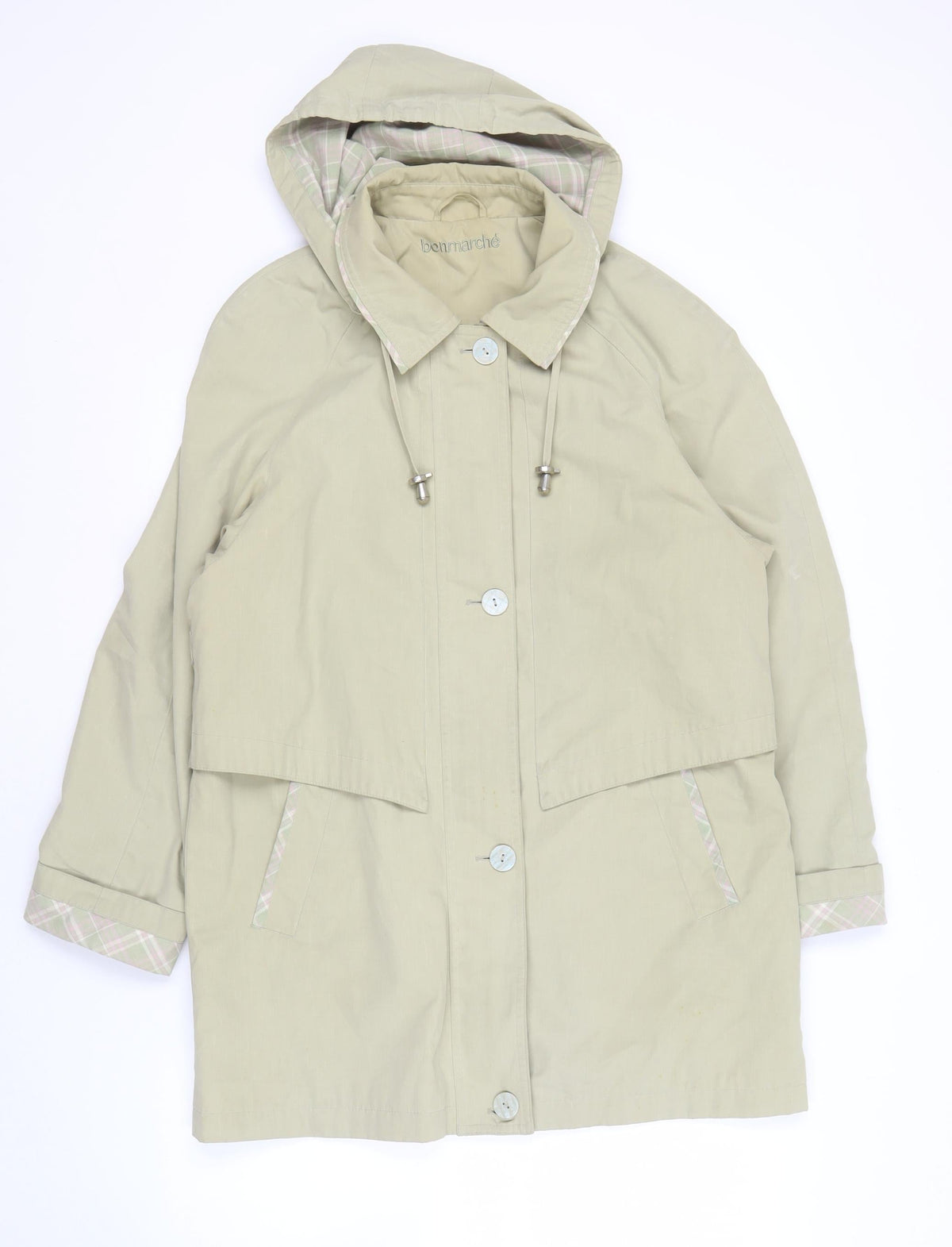 Bonmarché Women's Beige Hooded Mid-Length Jacket, Size S