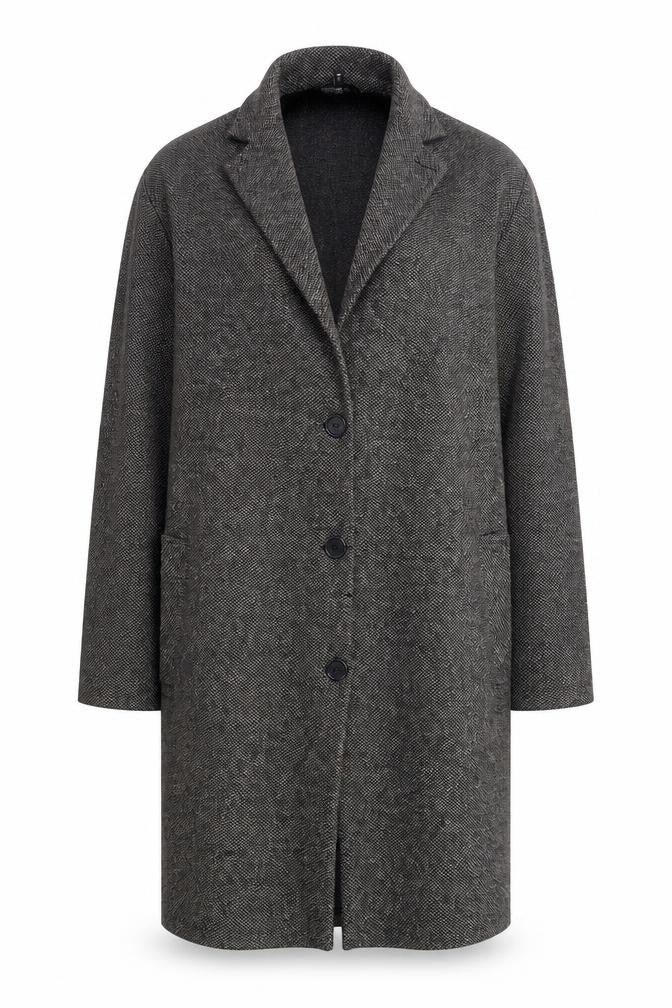 River Island Women's Grey Tweed Wool Overcoat S