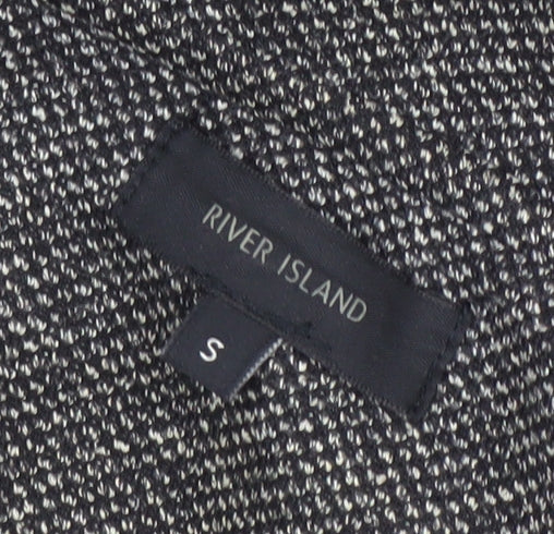 River Island Women's Grey Tweed Wool Overcoat S