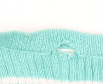 Lauren Ralph Lauren Women's Green Striped V-Neck Jumper