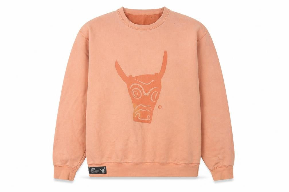 Ushi Men's Large Orange Graphic Pullover Sweatshirt
