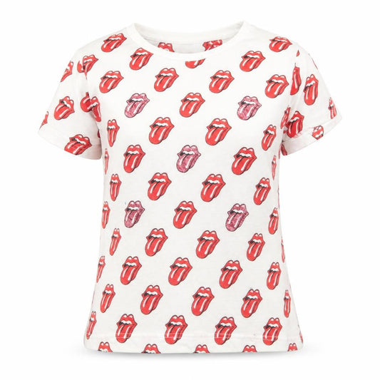 Front view of The Rolling Stones Women's White Graphic T-Shirt, size 10
