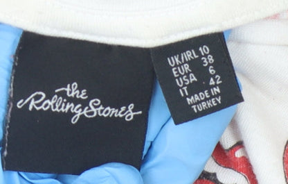 Close-up detail of The Rolling Stones Women's White Graphic T-Shirt, size 10