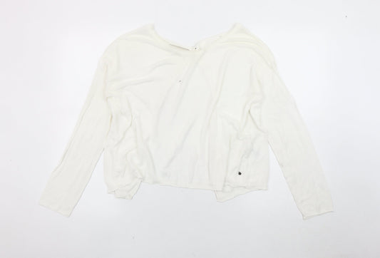Passport Women's White Knit Long Sleeve Top Size 12