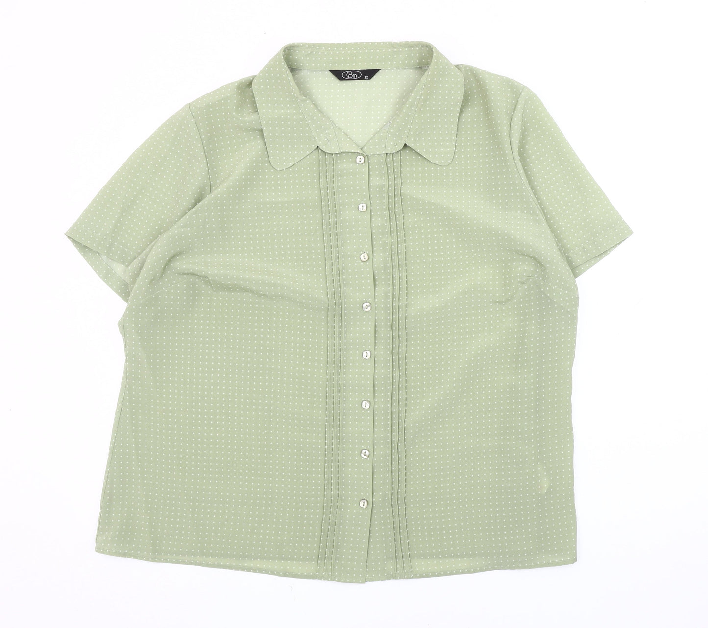 Bonmarché Women's Green Polka Dot Button-Up Shirt Size 22