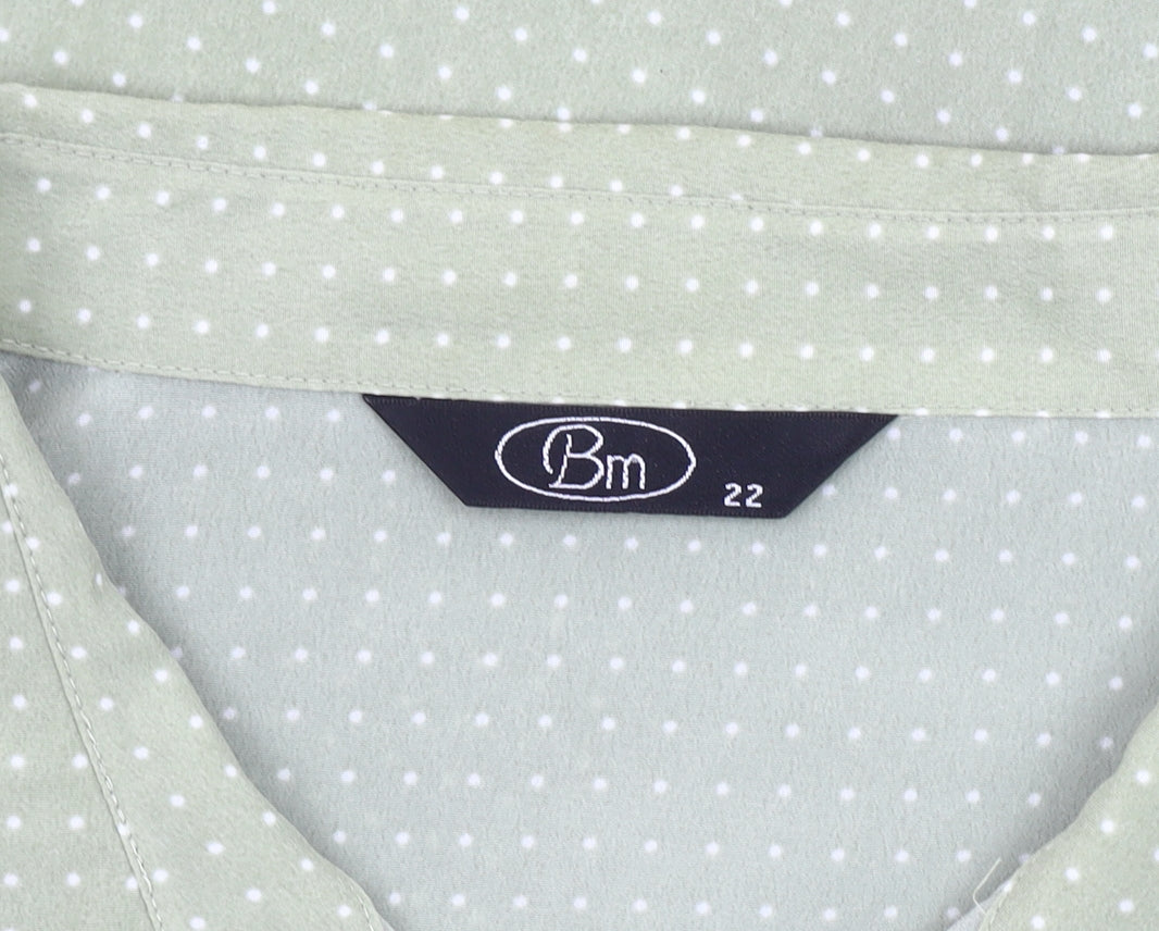 Bonmarché Women's Green Polka Dot Button-Up Shirt Size 22