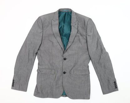 Next Men's Grey Long Length Blazer Jacket Size 38L
