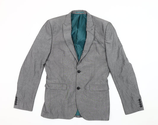 Next Men's Grey Long Length Blazer Jacket Size 38L