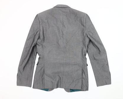 Next Men's Grey Long Length Blazer Jacket Size 38L