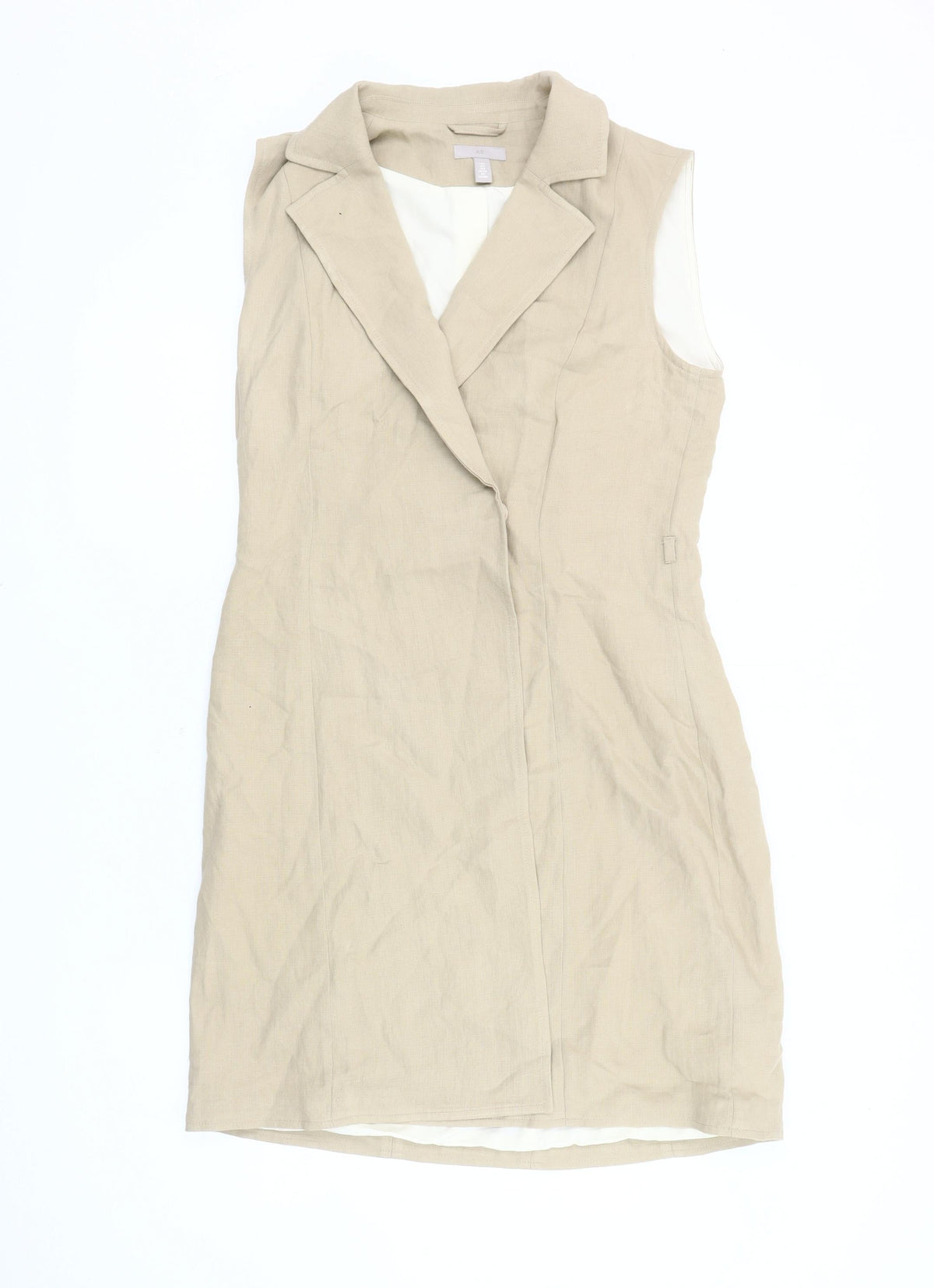 H&M Women's Beige Linen Jacket Dress Size 8