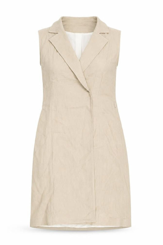 H&M Women's Beige Linen Jacket Dress Size 8