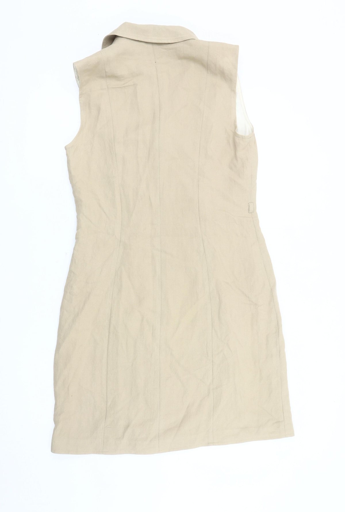 H&M Women's Beige Linen Jacket Dress Size 8