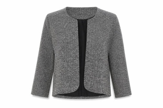 BHS Women's Grey Herringbone Bouclé Blazer Size 12