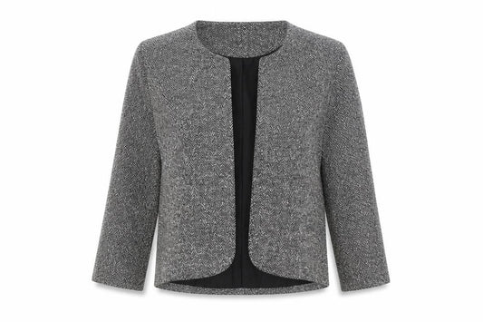 BHS Women's Grey Herringbone Bouclé Blazer Size 12