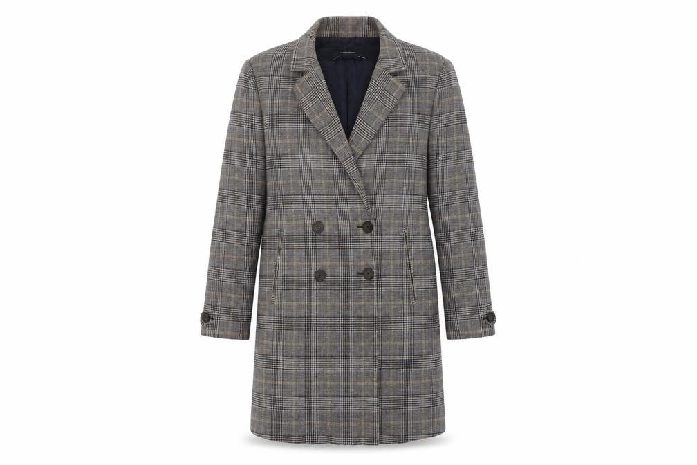Zara Women’s Multicoloured Check Wool Overcoat Size 12