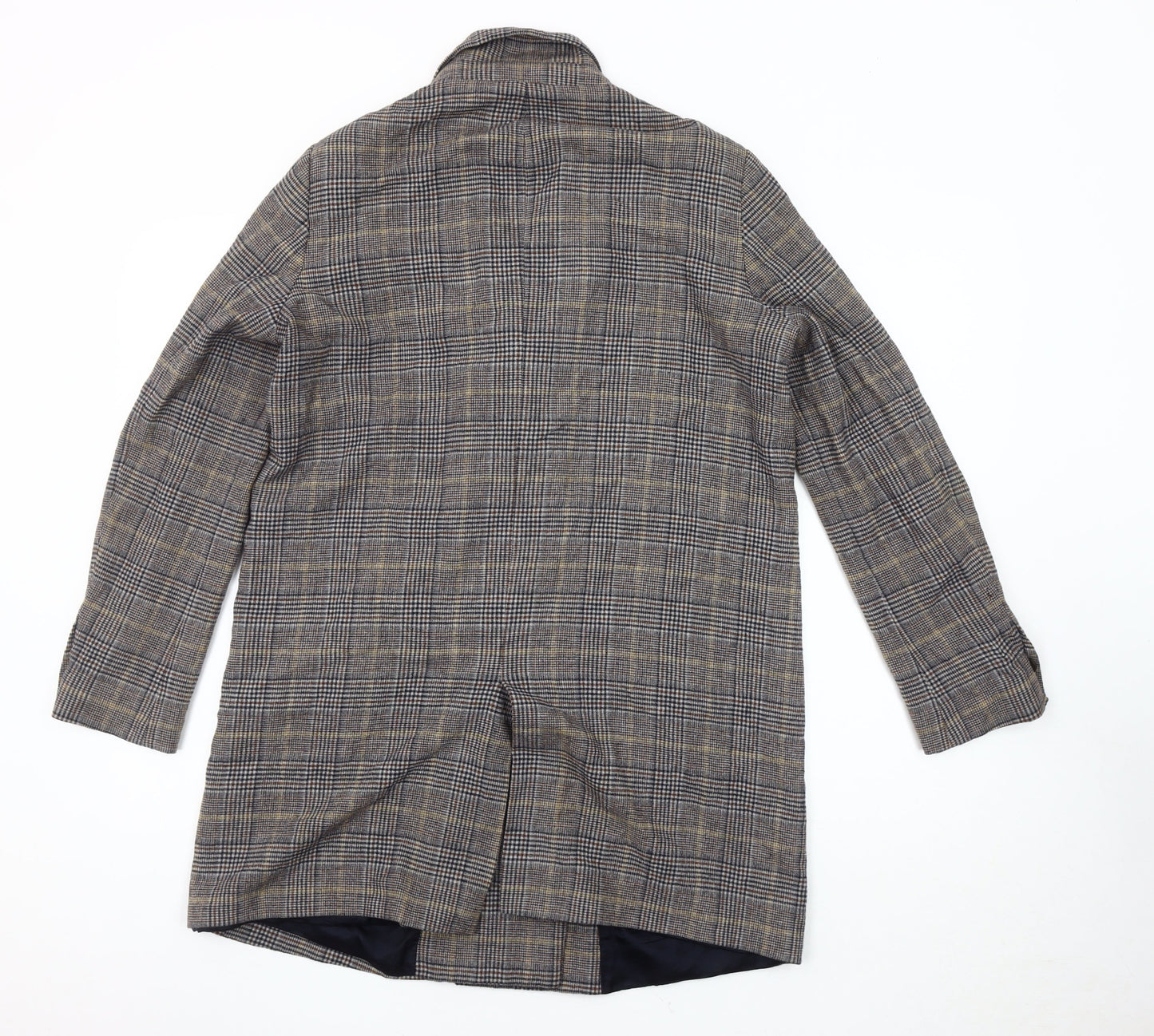 Zara Women’s Multicoloured Check Wool Overcoat Size 12