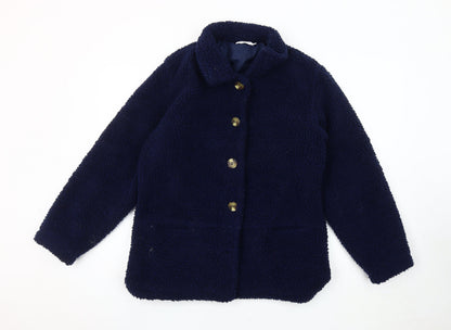 Damart Women's Blue Buttoned Coat - Size 10