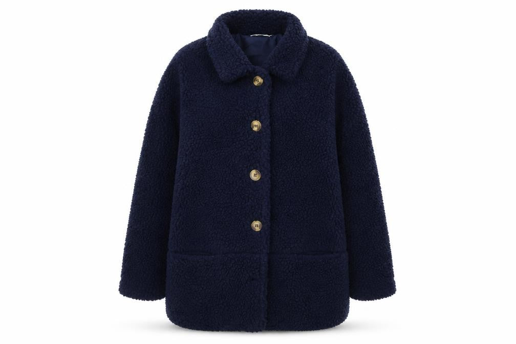 Damart Women's Blue Buttoned Coat - Size 10
