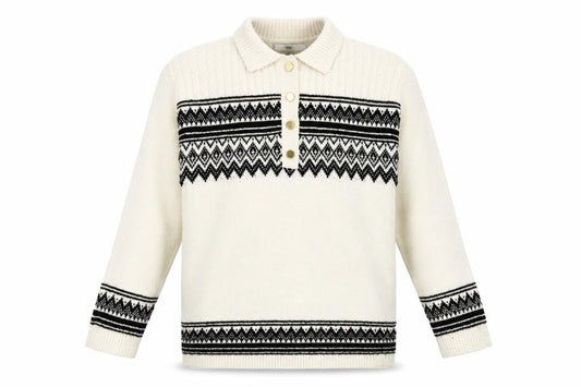 Next Men's Ivory Henley Jumper (M) – Fair Isle Design