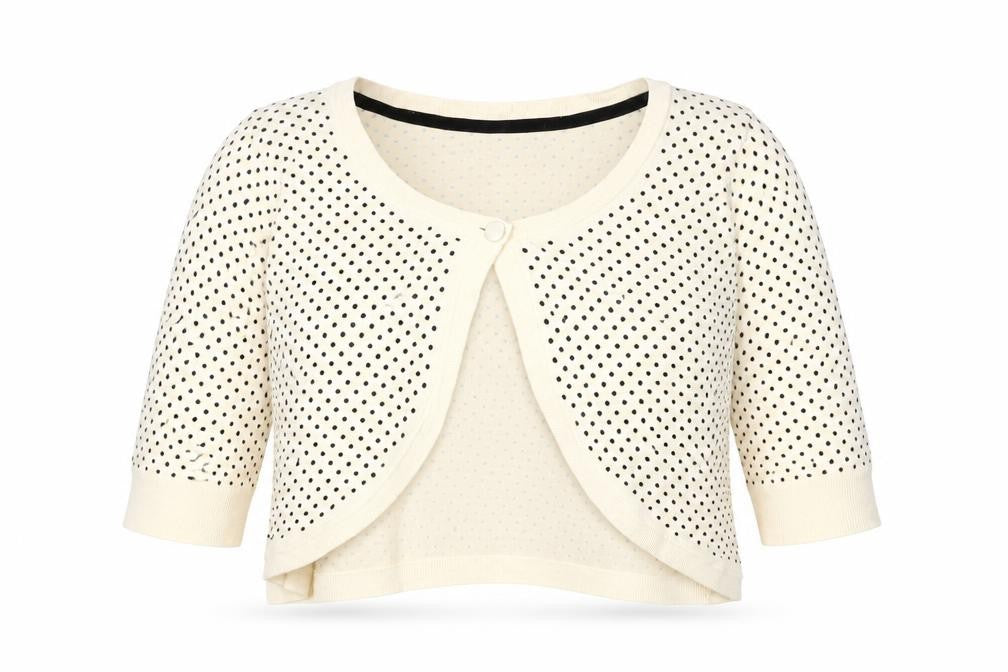 Marks & Spencer Women's Ivory Polka Dot Cardigan Size 14