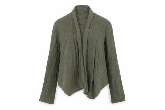 Mango Women's Green Linen Blazer, Size S, Regular Fit