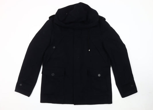 River Island Men's Black Wool Parka Jacket Size L