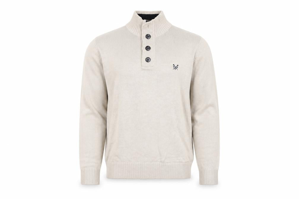 Crew Clothing Co. Men's Beige Henley Jumper Size S