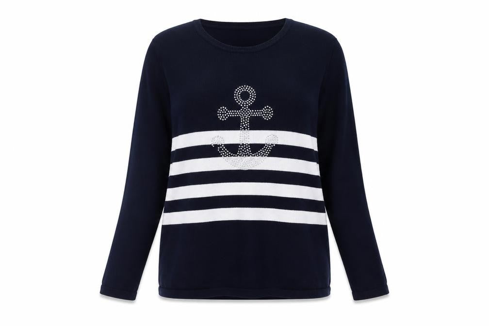 Bonmarché Women's Blue S Pullover Striped Jumper