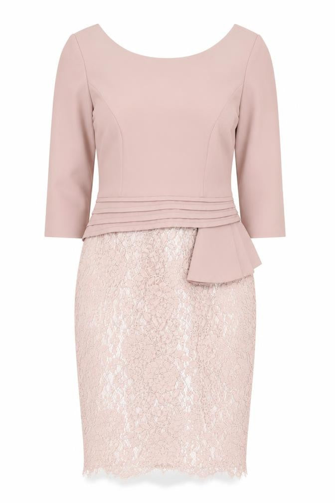 Kaleidoscope Women Pink Lace Sheath Dress Size 14 Petites