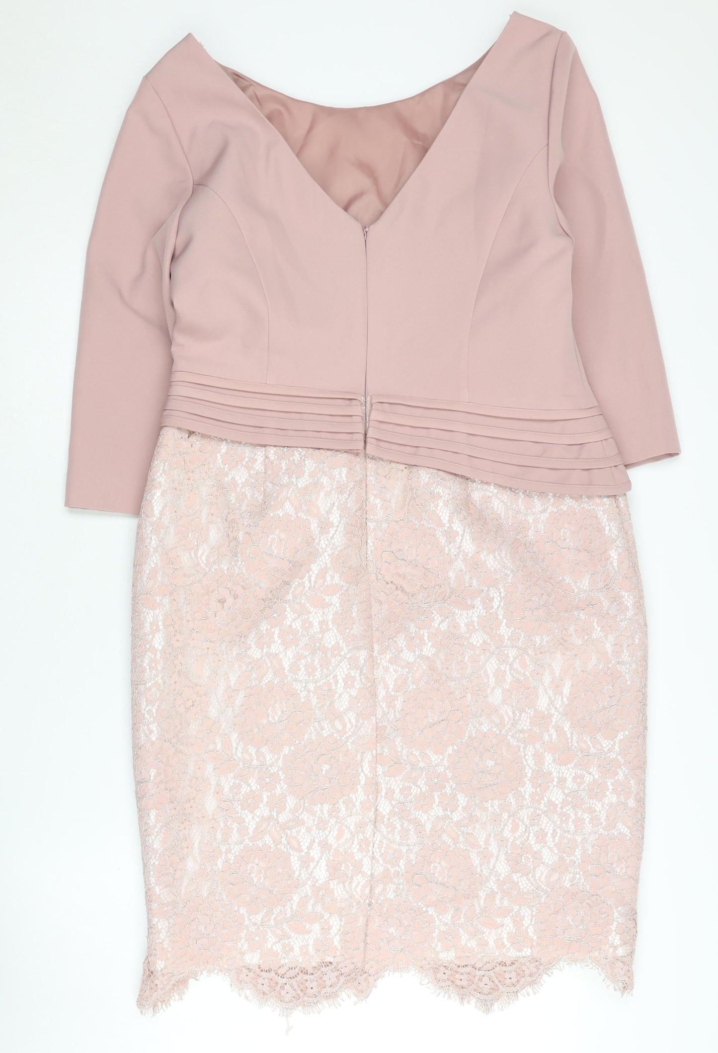Kaleidoscope Women Pink Lace Sheath Dress Size 14 Petites