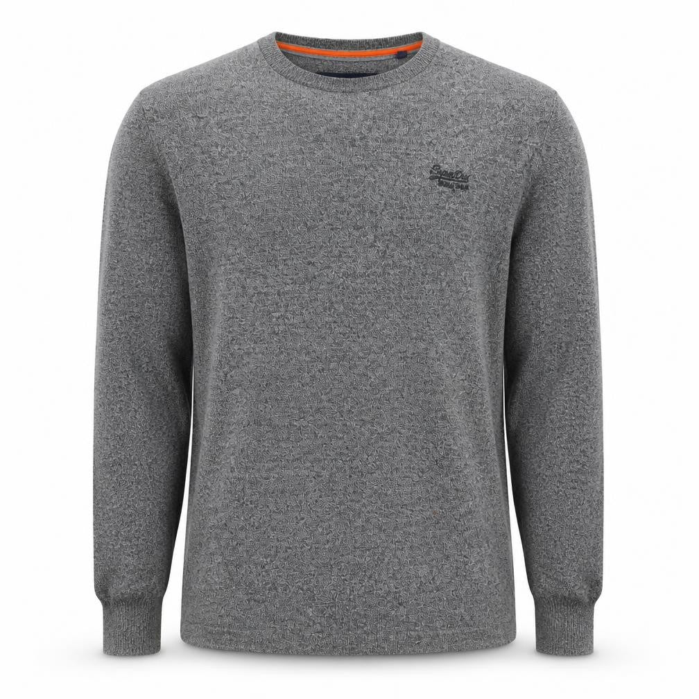 Superdry Men's Grey Large Pullover Jumper, Logo Accent