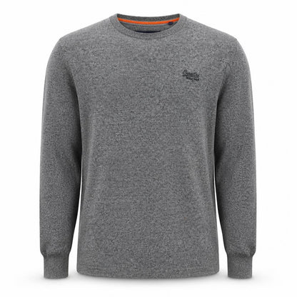 Superdry Men's Grey Large Pullover Jumper, Logo Accent