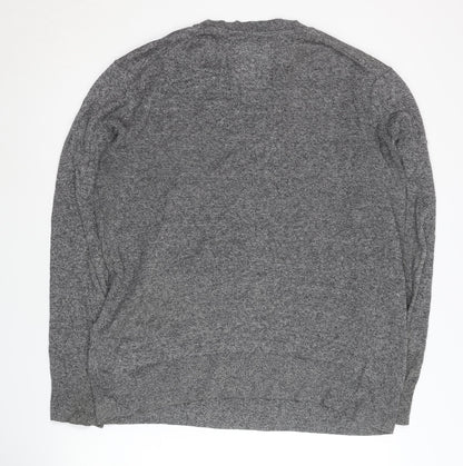 Superdry Men's Grey Large Pullover Jumper, Logo Accent