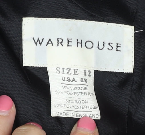Warehouse Women's Black Midi Sheath Dress Size 12