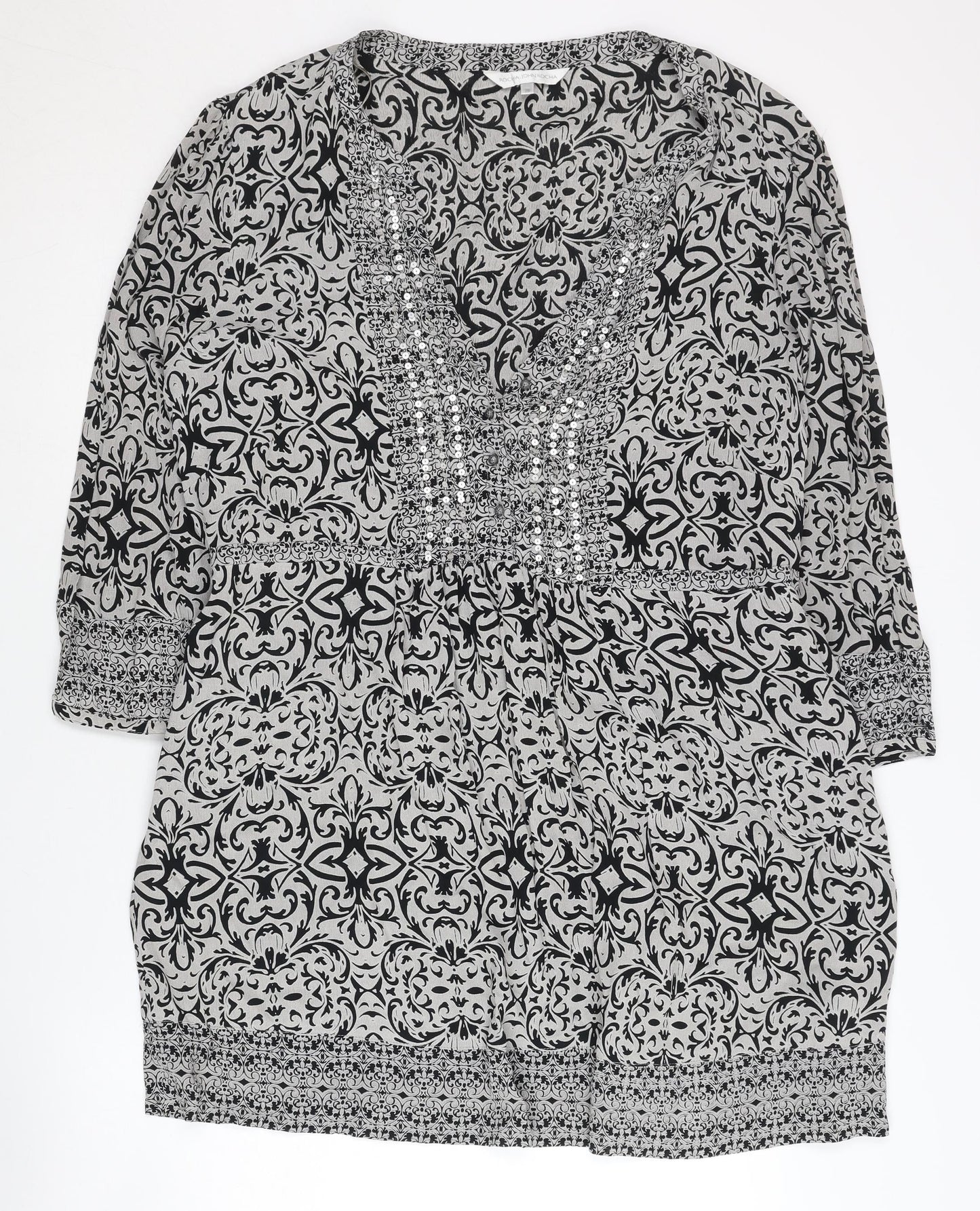 Rocha, John Rocha Women's Black Geometric Dress, Size 20