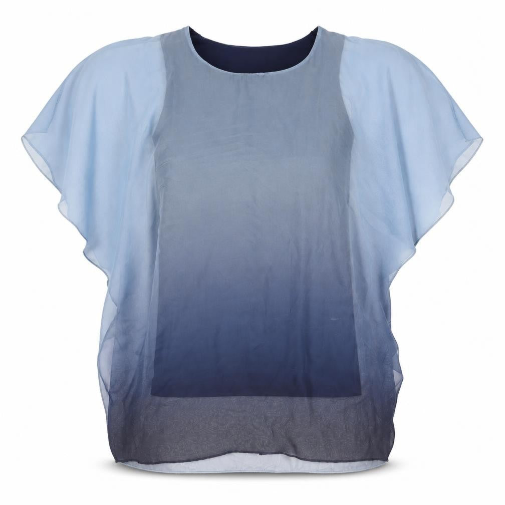 Klass Women's Blue Round Neck Dolman Sleeve Blouse - M