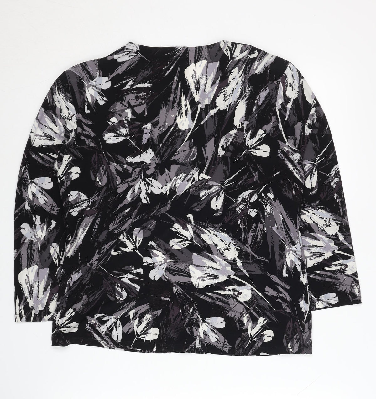 Country Casuals Women's Black Floral Wrap Blouse V-Neck