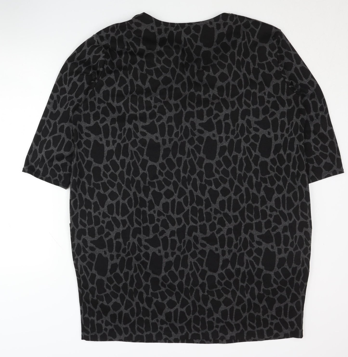 Wallis Women's Black Animal Print Jersey Dress Size 18
