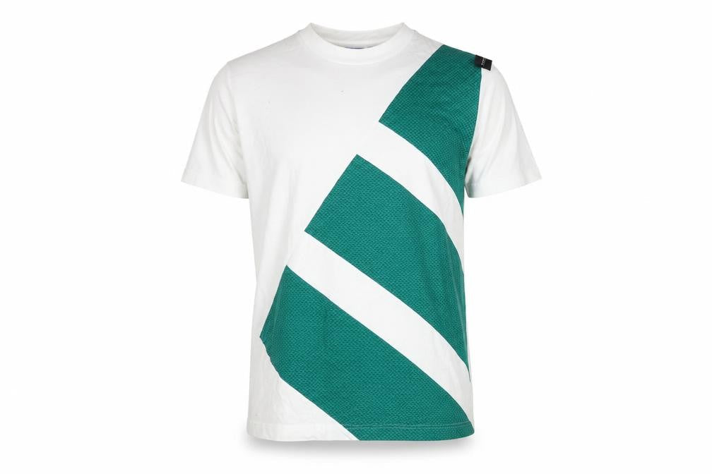 Adidas Men's White S T-Shirt, Colourblock Crew Neck