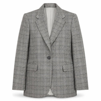 H&M Women's Grey Check Blazer, M, Regular Fit