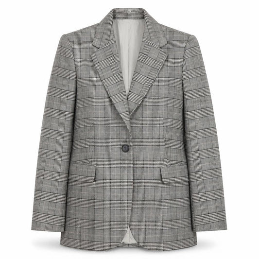 H&M Women's Grey Check Blazer, M, Regular Fit