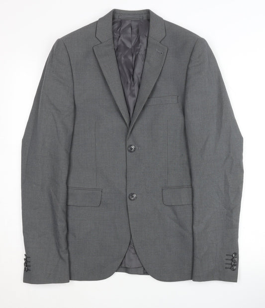 Topman Grey Men's Blazer 36 Single-Breasted Formal Jacket