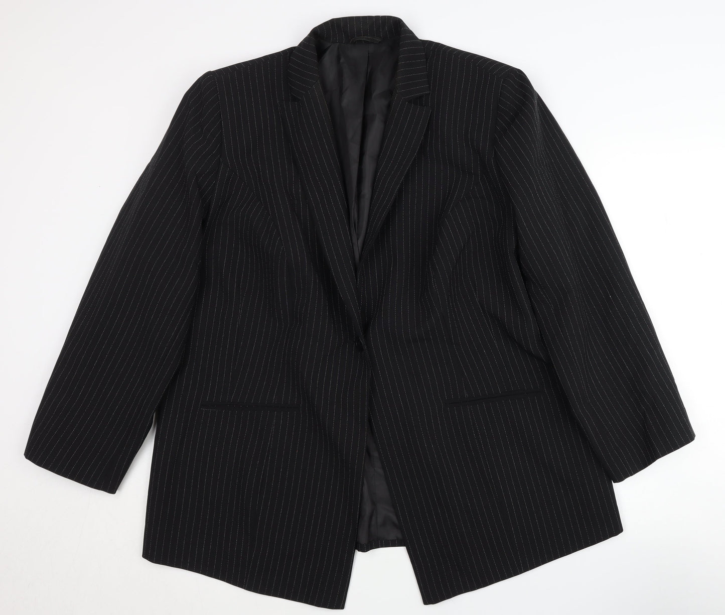 Essence Women's Black Pinstripe Blazer Size 16