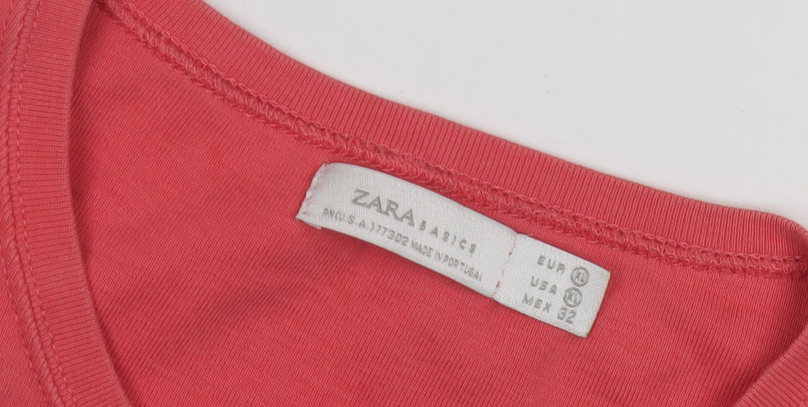 Zara Basic Women's Red T-Shirt, Size 14, Casual Style