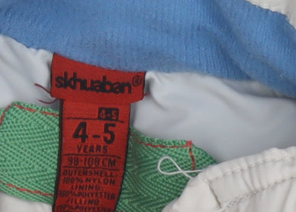 Close-up detail of Ski Dubai boys’ white bodywarmer 4-5 years winter jacket