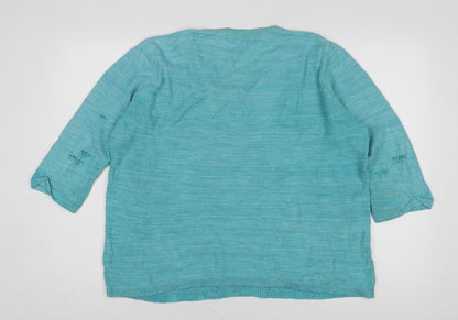Dash Women's Blue Cotton Pullover Jumper Size 16