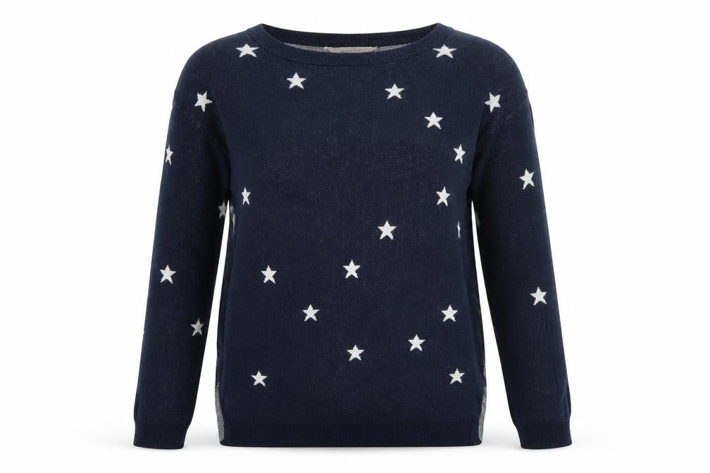 Mauvette Women's Blue Star Jumper, Size 8, Cotton Pullover