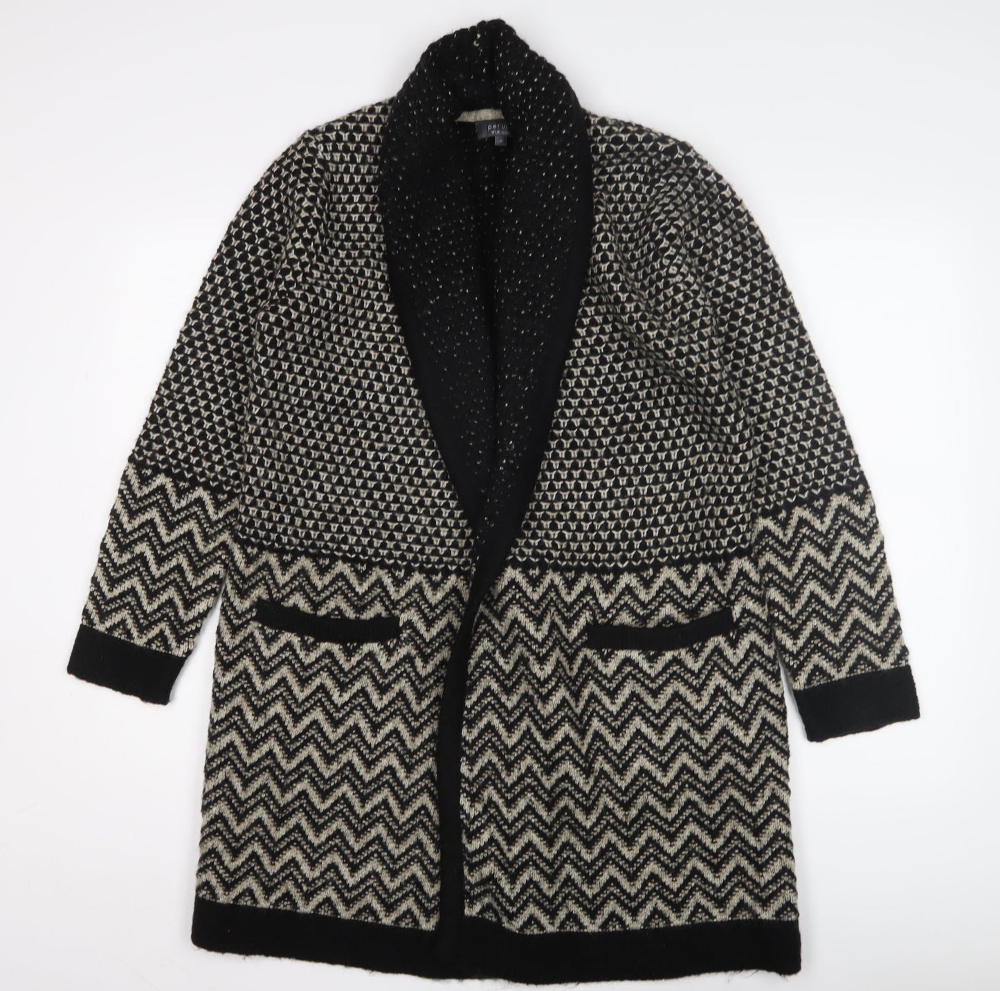 Marks and Spencer Women's Black Geometric Open Front Cardigan M