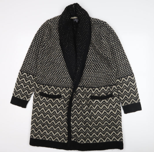 Marks and Spencer Women's Black Geometric Open Front Cardigan M