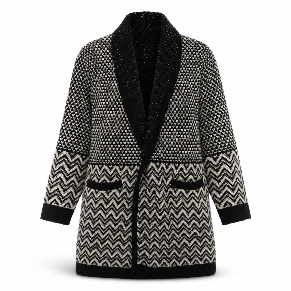 Marks & Spencer Women's Black Geometric Open Front Cardigan M